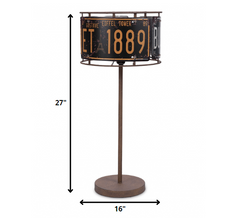 Set of 2 Distressed Metal License Plate Table Lamp