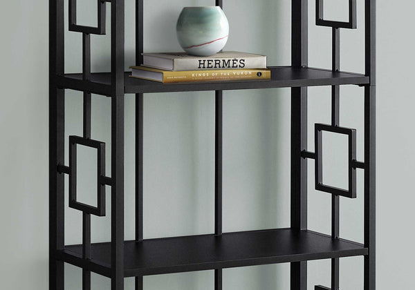 62" 4 Tier Bookcase BlackwithBlack Metal Etagere