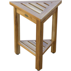 18" Teak Corner Shower Stool or Bench with Shelf in Natural Finish