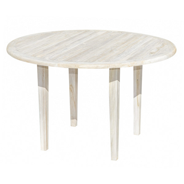 49" Round Compact Teak Dining Table in Driftwood Finish