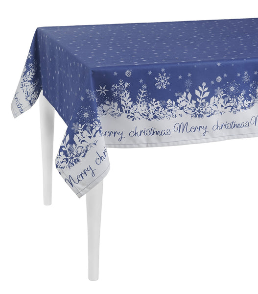 55" Merry Christmas Printed Square Tablecloth in Blue