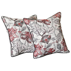 Set of 2 17" Jacquard Weaver Throw Pillow Cover in Red