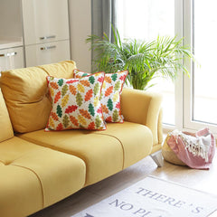 Set of 2 18"  Autumn Leaves Throw Pillow Cover in Multicolor