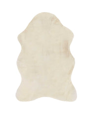 2' x 3' Ivory Faux Rabbit Fur Area Rug