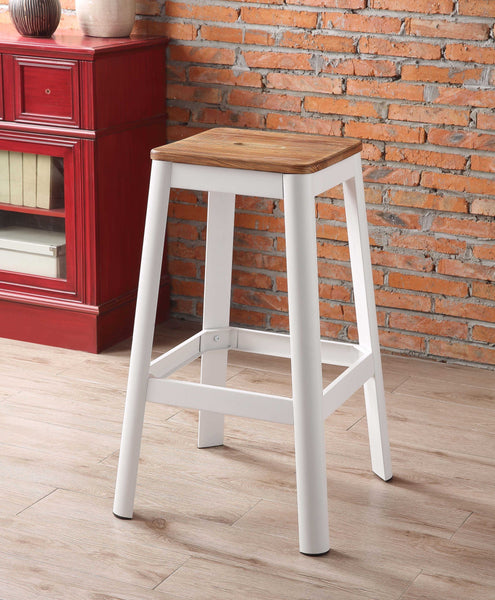 Contrast White and Natural Wood Bar Stool
