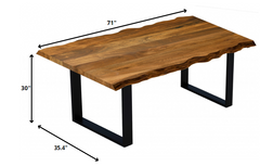 71" Modern Rustic Real Wood Live Edge Dining Table