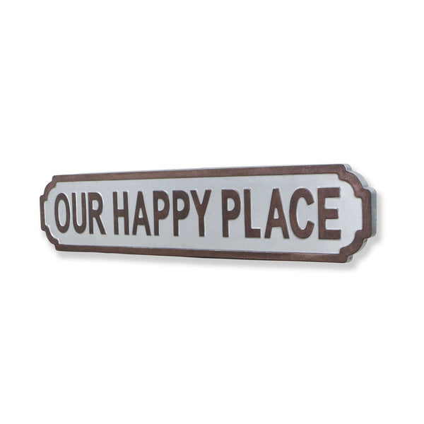 Gray Metal Wall Mounted Sign  Our Happy Place