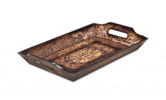 Rectangular Wood Finished Baroque Design Tray