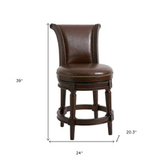 39" Walnut Hardwood Frame Upholstered Bar Stool