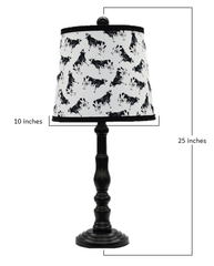 Black Traditional Table Lamp with Cow Printed Shade