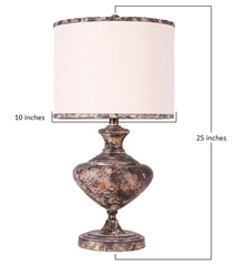 Metal Finish Traditional Table Lamp with Ivory Fabric Shade