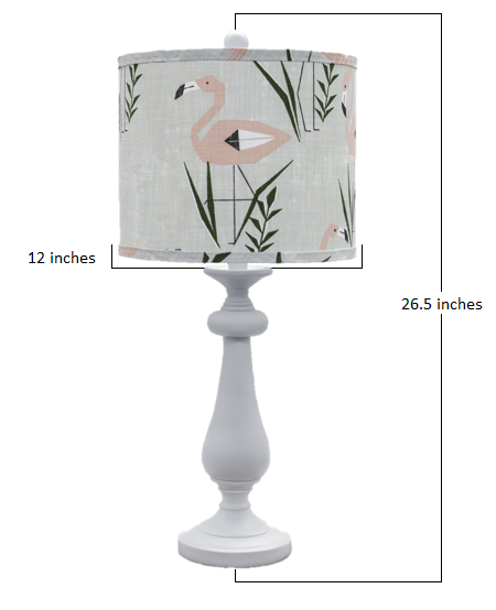 White Candlestick Flamingo Shade Table Lamp