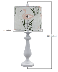 White Candlestick Flamingo Shade Table Lamp