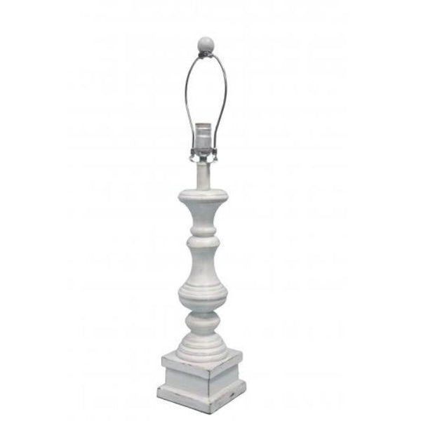 Distressed Whitewash Squared Candlestick Lamp Base