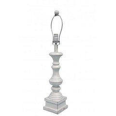 Distressed Whitewash Squared Candlestick Lamp Base