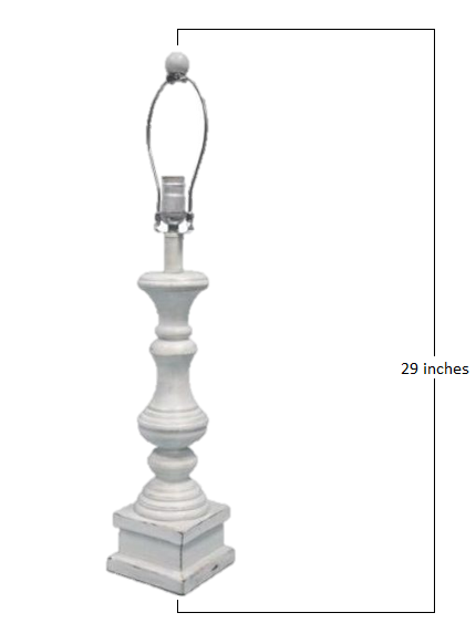 Distressed Whitewash Squared Candlestick Lamp Base