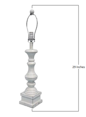 Distressed Whitewash Squared Candlestick Lamp Base