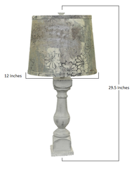 Distressed White Traditional Table Lamp with Patterned Shade