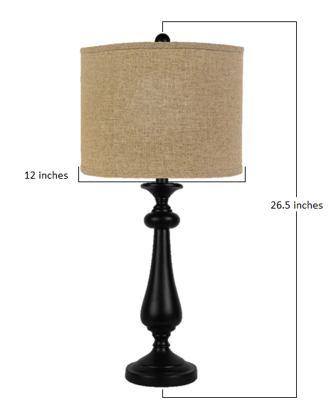 Black Candlestick Sandy Tan Shade Table Lamp