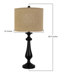 Black Candlestick Sandy Tan Shade Table Lamp