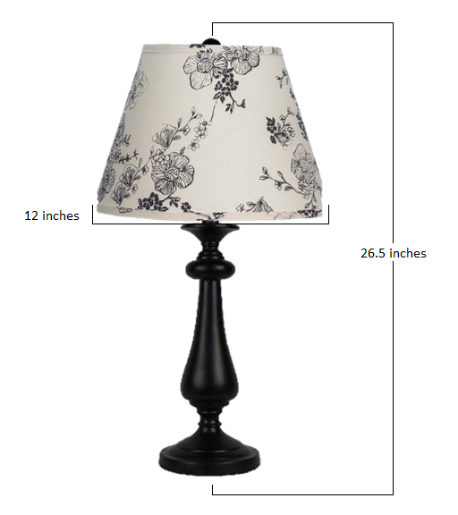 Black Candlestick Flower Shade Table Lamp