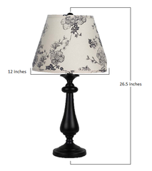 Black Candlestick Flower Shade Table Lamp