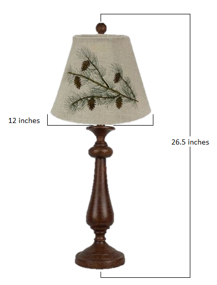 Brown Candlestick Forest Pinecone Tree Shade Table Lamp
