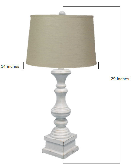 Distressed Whitewash Beige Shade Table Lamp
