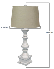Distressed Whitewash Beige Shade Table Lamp