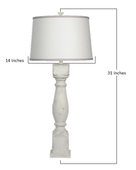 Distressed White Table Lamp with Ivory and Grey Shade