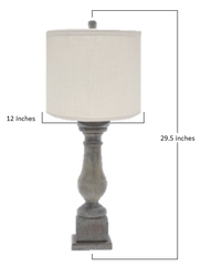 White Washed Wood Finish Table Lamp with Ivory Linen Shade