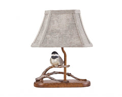 Songbird on a Branch Accent Lamp with Tailored Shade