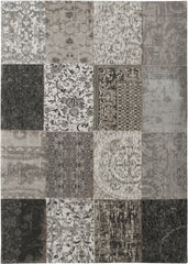 7' x 9' Black White and Grey Patchwork Design Area Rug