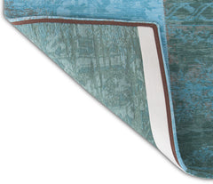 5' x 7' Azur Light Blue Dark Blue and Red Patchwork Design Area Rug