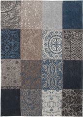 5' x 7' Blue Grey and Brown Patchwork Design Area Rug