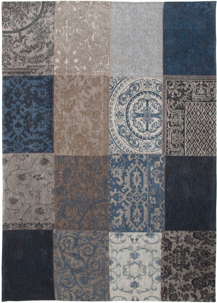 6' x 7' Blue Grey  Patchwork Design Area Rug