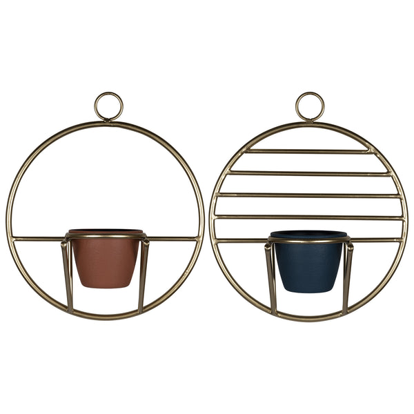 Set of 2 Gold Circular Wall Planters