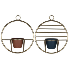 Set of 2 Gold Circular Wall Planters