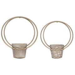 Set of 2 Metallic Cane Wall Planters