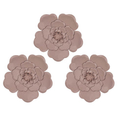 Set of 3 Metallic Mauve Flowers Wall Decor