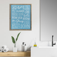 Teal and White Bathroom Framed Wall Art