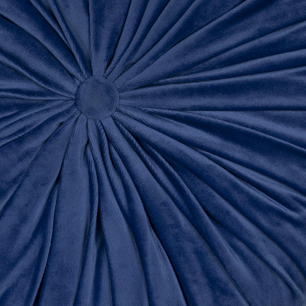 Blue Round Tufted Velvet Pillow
