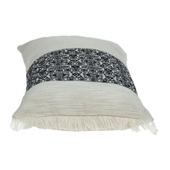 Black and White Geometric Fringe Throw Pillow