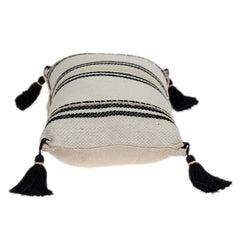 Black and Cream Vertical Stripe Lumbar Pillow