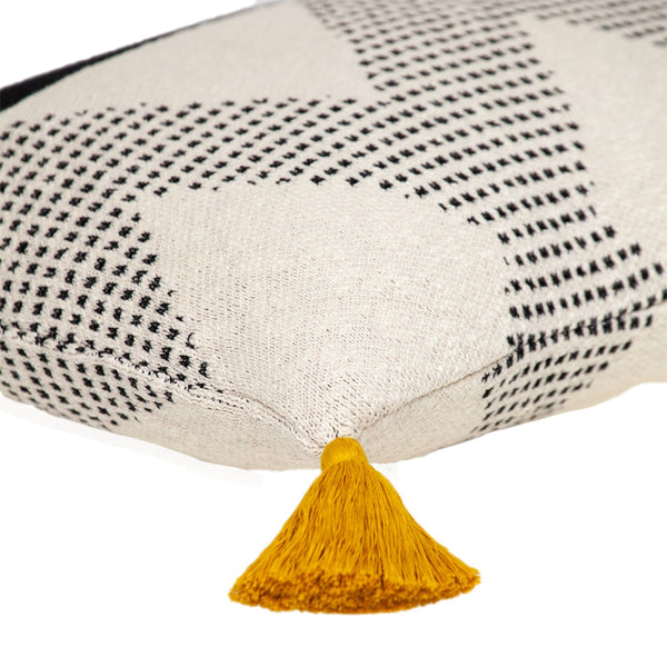 Beige and Black Knit Throw Pillow