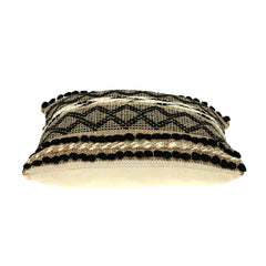 Black and Sand Woven Decorative Pillow