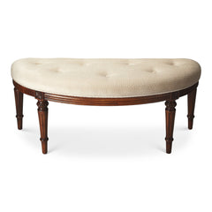 Classic Ivory and Golden Brown Crescent Shaped Bench