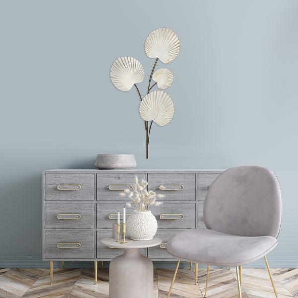 White Shell Leaves Metal Wall Decor