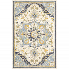 4'x6' Blue and Ivory Bohemian Area Rug
