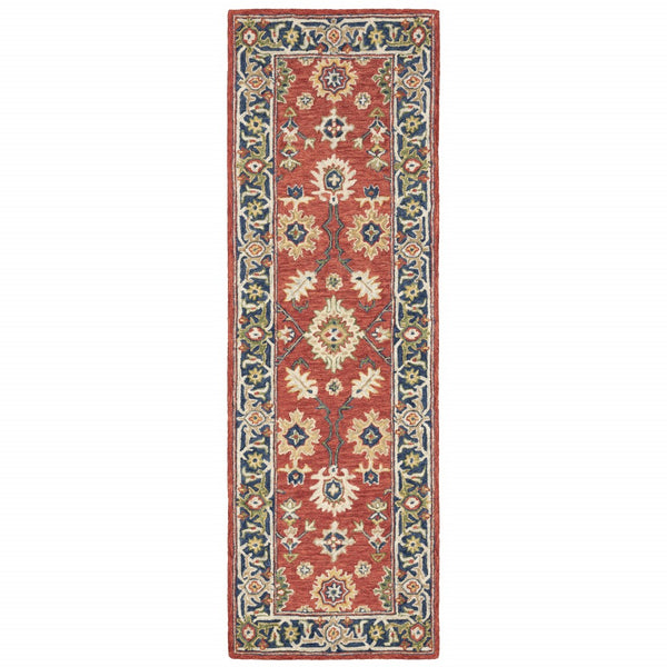 3'x8' Red and Blue Bohemian Area  Rug